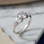 Sterling Silver Iridescent Rainbow CZ Ring