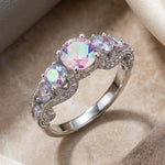Sterling Silver Iridescent Rainbow CZ Ring