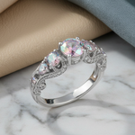 Sterling Silver Iridescent Rainbow CZ Ring
