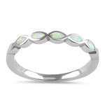 Sterling Silver White Lab Opal Marquise Inlay Ring