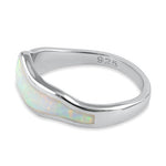 Sterling Silver White Lab Opal Abstract Wave Ring