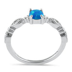 Sterling Silver Vintage Blue Lab Opal & CZ Ring