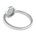 Sterling Silver White Lab Opal Octagon Halo Engagement CZ Ring