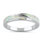 Sterling Silver White Lab Opal Band Ring