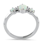 Sterling Silver Triple White Lab Opal Ring