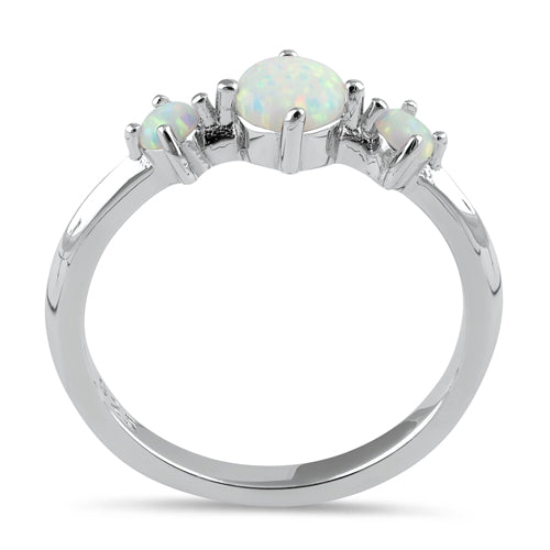 Sterling Silver Triple White Lab Opal Ring