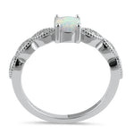 Sterling Silver White Lab Opal CZ Engagement Ring