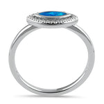 Sterling Silver Blue Lab Opal CZ Evil Eye Ring
