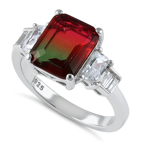 Sterling Silver Bi-Color Watermelon CZ Ring