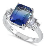 Sterling Silver Bi-Color Blue Sky Ombre CZ Ring