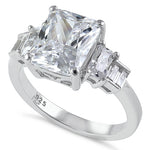 Sterling Silver Emerald Cut Clear CZ Ring