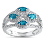 Sterling Silver Four-Stone Blue Topaz CZ Cluster Ring