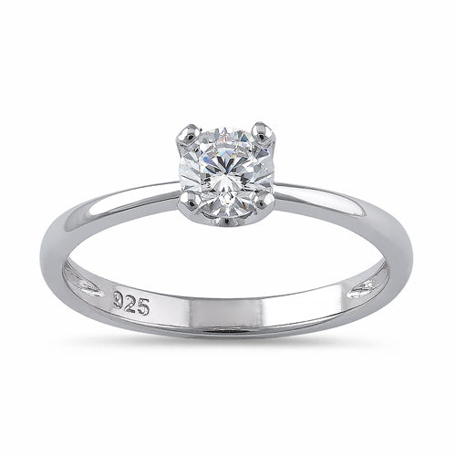 Sterling Silver 5mm Round Cut CZ Ring