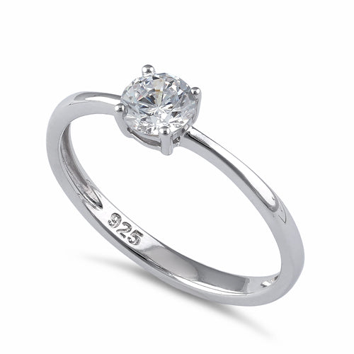 Sterling Silver 5mm Round Cut Basket Setting CZ Ring