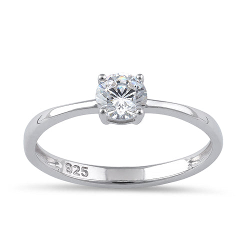 Sterling Silver 5mm Round Cut Basket Setting CZ Ring
