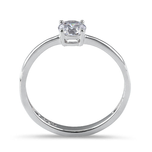 Sterling Silver 5mm Round Cut Basket Setting CZ Ring