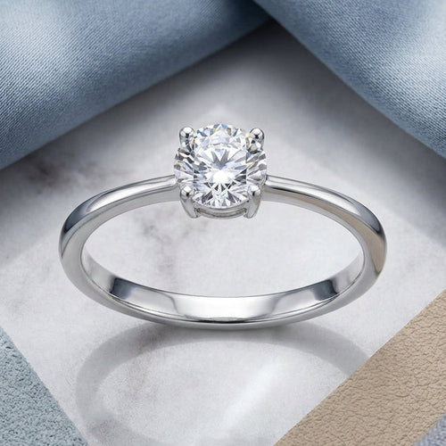 Sterling Silver 5mm Round Cut Basket Setting CZ Ring