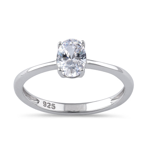Sterling Silver 5X7mm Oval Cut CZ Ring