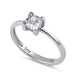 Sterling Silver 5mm Square Cut CZ Ring