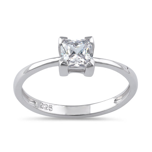 Sterling Silver 5mm Square Cut CZ Ring