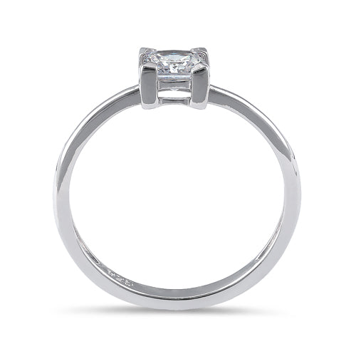Sterling Silver 5mm Square Cut CZ Ring