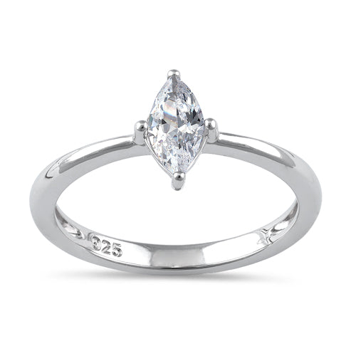 Sterling Silver 4X8mm Marquise Cut CZ Ring