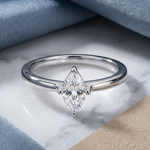 Sterling Silver 4X8mm Marquise Cut CZ Ring