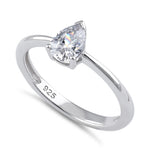 Sterling Silver 5X7mm Pear Cut CZ Ring