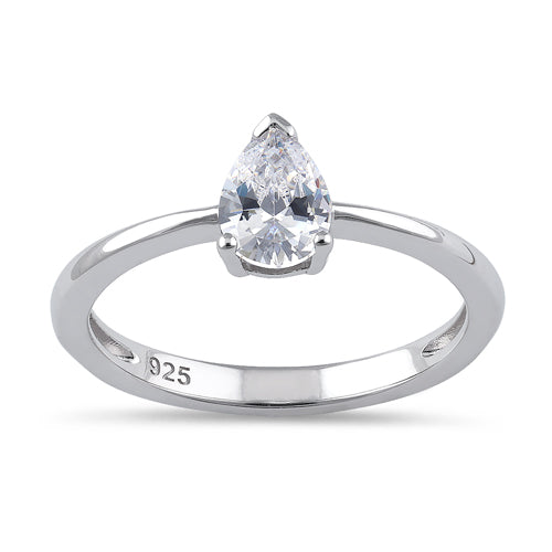 Sterling Silver 5X7mm Pear Cut CZ Ring