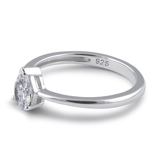 Sterling Silver 5X7mm Pear Cut CZ Ring