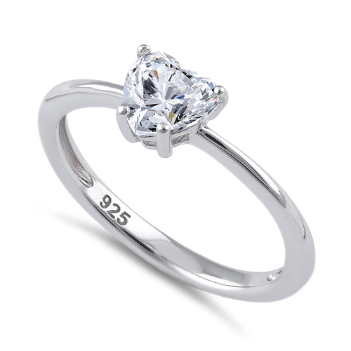 Sterling Silver 6X6mm Heart Cut CZ Ring