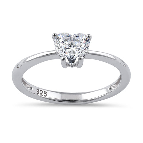 Sterling Silver 6X6mm Heart Cut CZ Ring