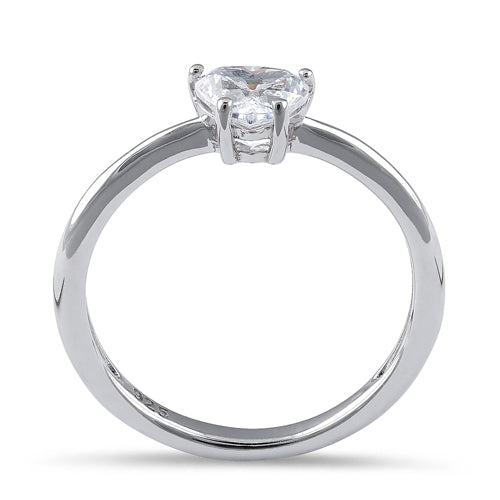 Sterling Silver 6X6mm Heart Cut CZ Ring