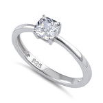 Sterling Silver 5X5mm Cushion Cut CZ Ring