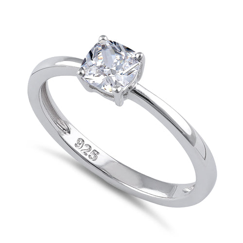Sterling Silver 5X5mm Cushion Cut CZ Ring