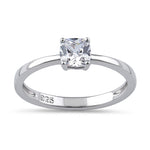 Sterling Silver 5X5mm Cushion Cut CZ Ring