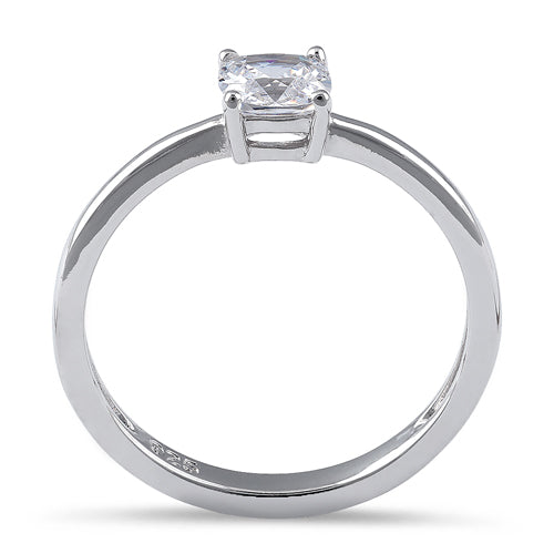 Sterling Silver 5X5mm Cushion Cut CZ Ring