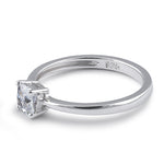 Sterling Silver 5X5mm Cushion Cut CZ Ring