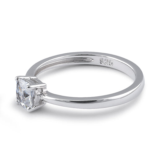 Sterling Silver 5X5mm Cushion Cut CZ Ring