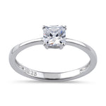Sterling Silver 5X5mm Octagon Step Cut CZ Ring
