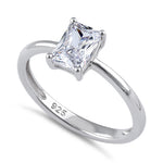 Sterling Silver 5X7mm Octagon Emerald Cut CZ Ring
