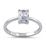 Sterling Silver 5X7mm Octagon Emerald Cut CZ Ring