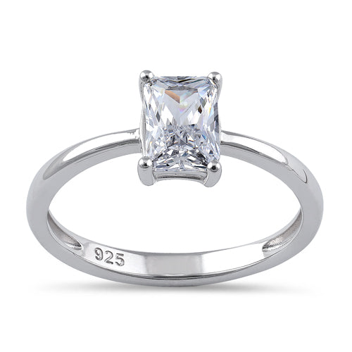 Sterling Silver 5X7mm Octagon Emerald Cut CZ Ring