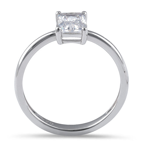 Sterling Silver 5X7mm Octagon Emerald Cut CZ Ring