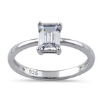 Sterling Silver 5X7mm Octagon Radiant Cut CZ Ring