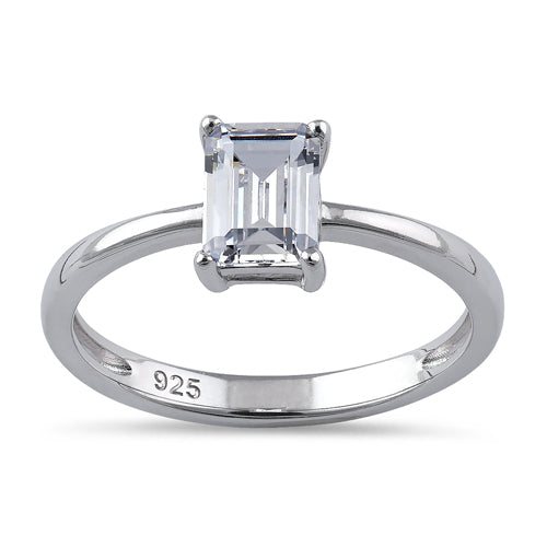 Sterling Silver 5X7mm Octagon Radiant Cut CZ Ring