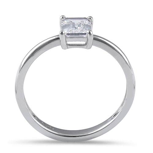 Sterling Silver 5X7mm Octagon Radiant Cut CZ Ring