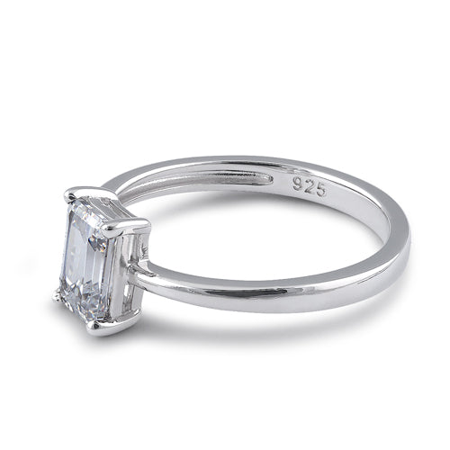Sterling Silver 5X7mm Octagon Radiant Cut CZ Ring