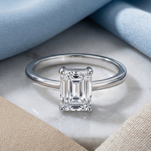 Sterling Silver 5X7mm Octagon Radiant Cut CZ Ring