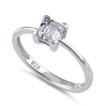 Sterling Silver 5mm Square Step Cut CZ Ring